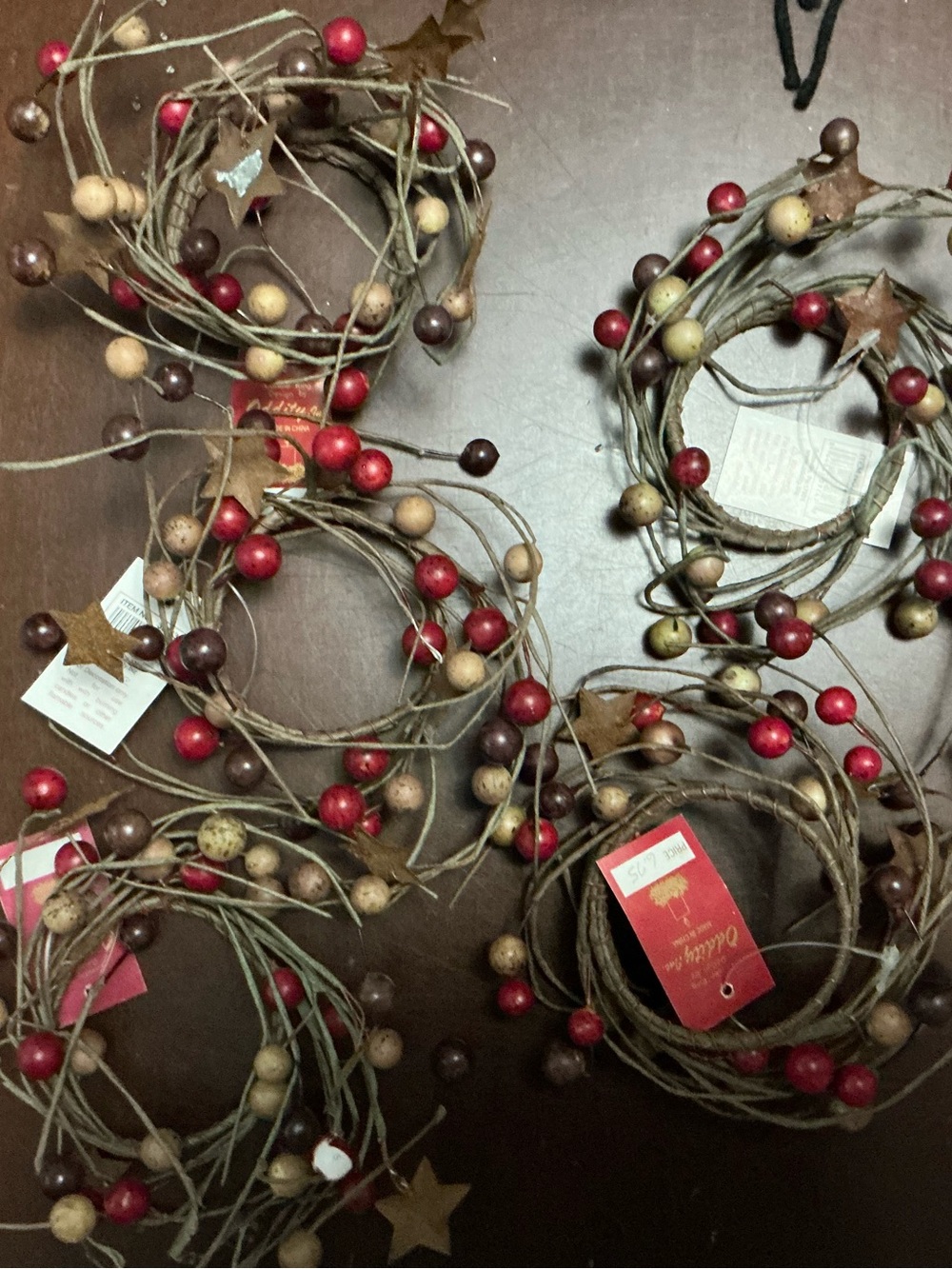 Red and Natural Berry Twig Garland - Holiday Home Decor